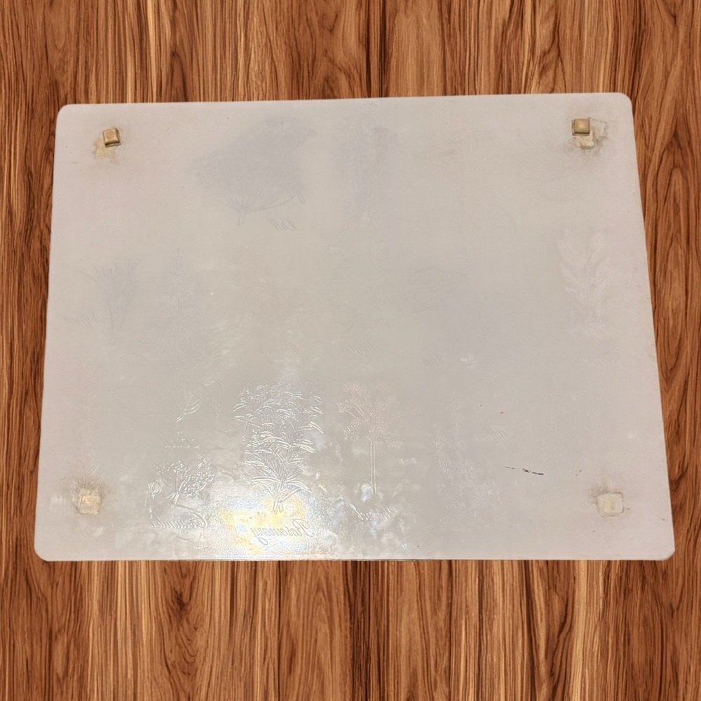 Vintage Vance Industries Botanical Herb Print Glass Cutting Board – 19”x15” - Picture 2 of 4